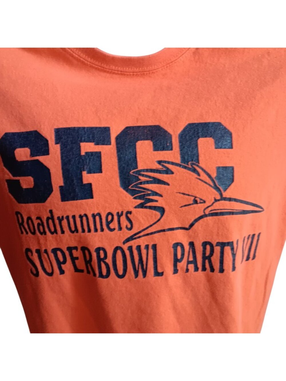 SFCC Roadrunners T-Shirt Large Men's Superbowl Party VII Orange State College